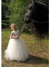 Elegant Ivory Lace Tulle Flower Girl Dress With Train